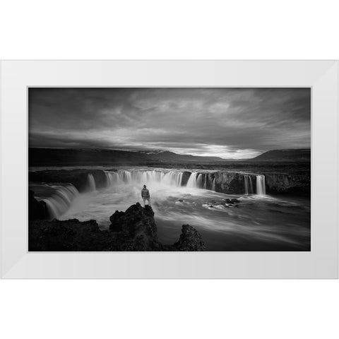 Godafoss White Modern Wood Framed Art Print by Guo, David