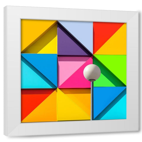 Geometry Colors White Modern Wood Framed Art Print by Novillo, Alfonso