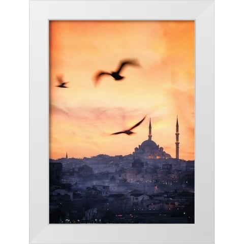 Sunset in Istanbul White Modern Wood Framed Art Print by Lopez, Bartolome
