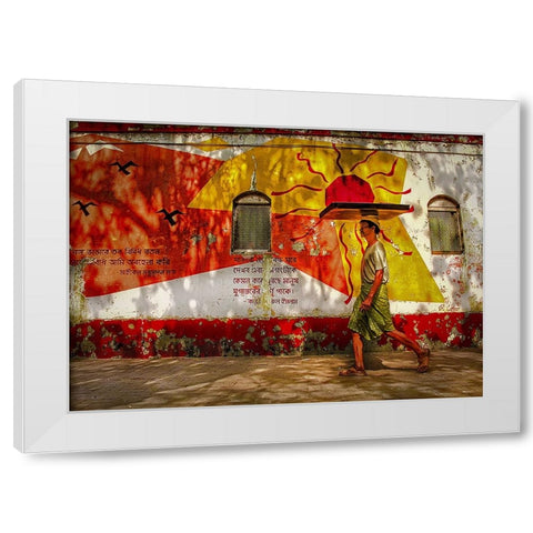 The Sun Seller White Modern Wood Framed Art Print by Das, Mousumi