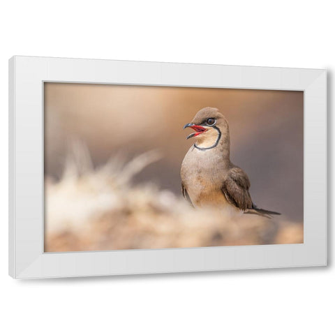 Red Lips.! White Modern Wood Framed Art Print by Elkahlawi, Ahmed