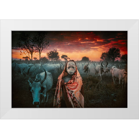 06-53 Morning Mundari, South Sudan White Modern Wood Framed Art Print by Yosifov, Svetlin