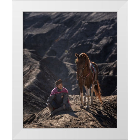 Waiting White Modern Wood Framed Art Print by Mikael, Fira