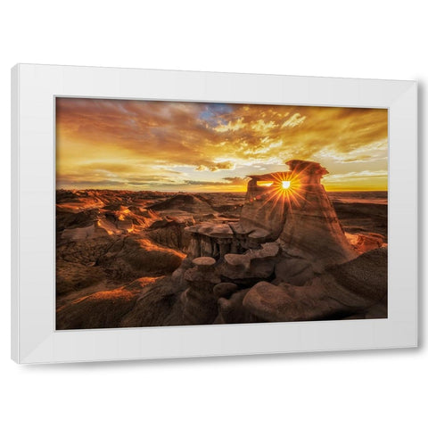 Bisti Badlands at Sunset White Modern Wood Framed Art Print by Z, Leechee
