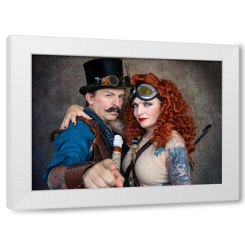 Steampunk Travelers White Modern Wood Framed Art Print by Springgay, Daniel
