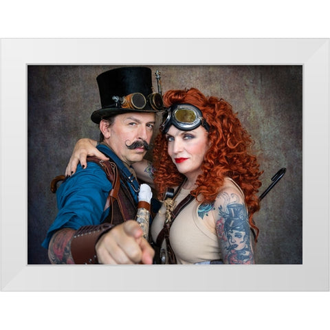 Steampunk Travelers White Modern Wood Framed Art Print by Springgay, Daniel