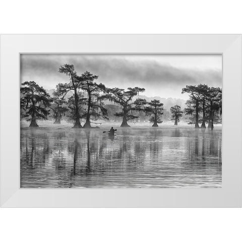 Canoeing White Modern Wood Framed Art Print by Chang, Jiangping