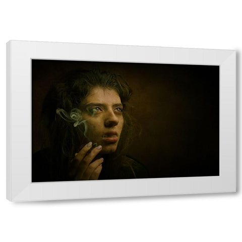 Persian Girl White Modern Wood Framed Art Print by Hasheminasab, Moein