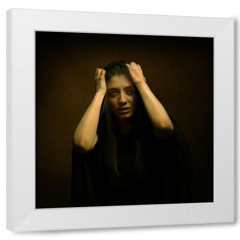Persian Girl White Modern Wood Framed Art Print by Hasheminasab, Moein