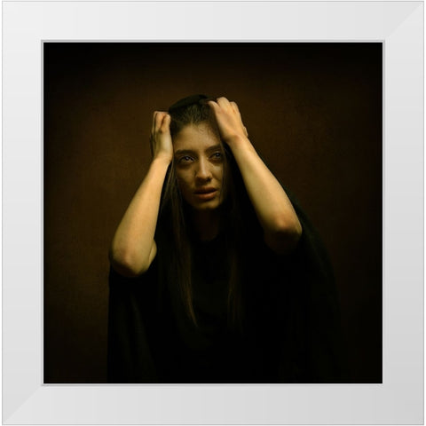Persian Girl White Modern Wood Framed Art Print by Hasheminasab, Moein