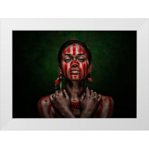 A Tribal Woman White Modern Wood Framed Art Print by Bhattacharyya, Partha