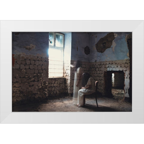 21 Grams White Modern Wood Framed Art Print by Erika, Eros