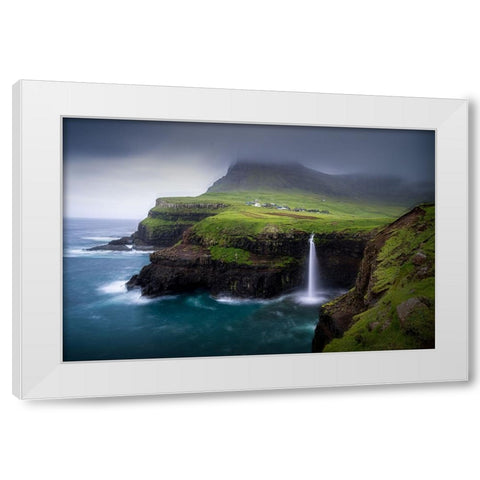 Waterfall White Modern Wood Framed Art Print by Zhang, Dennis