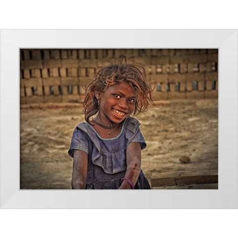 Laughter Is The Best Medicine White Modern Wood Framed Art Print by Das, Mousumi