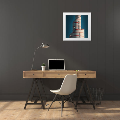 Fanar Tower White Modern Wood Framed Art Print by Hawerkamp, Hans-Wolfgang