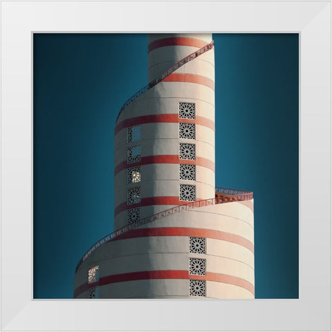 Fanar Tower White Modern Wood Framed Art Print by Hawerkamp, Hans-Wolfgang