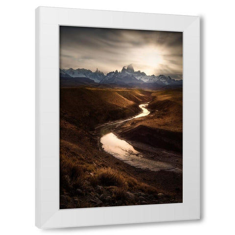 Mountain View White Modern Wood Framed Art Print by Zhang, Yan