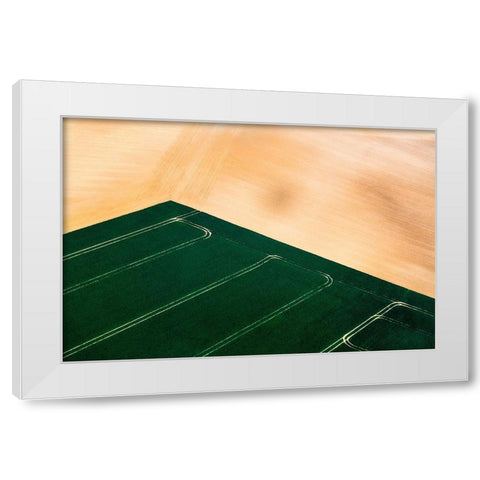 Green Field White Modern Wood Framed Art Print by Prioteasa, Sebastian