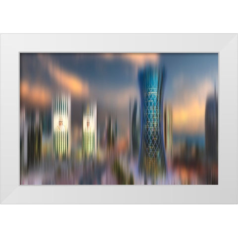 City Skyscrapers White Modern Wood Framed Art Print by Allam, Abdelkader