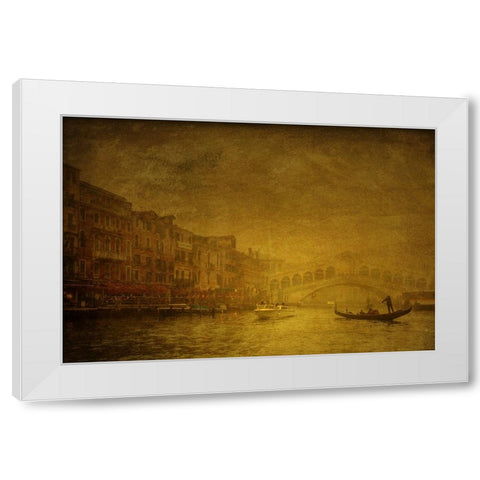 Rialto Bridge In The Mist White Modern Wood Framed Art Print by Dupont, Isabelle