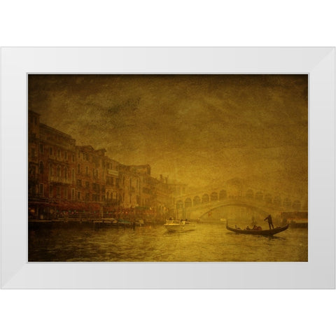 Rialto Bridge In The Mist White Modern Wood Framed Art Print by Dupont, Isabelle