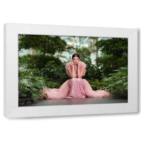 Beauty In The Garden White Modern Wood Framed Art Print by Belal, Ahmad