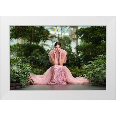 Beauty In The Garden White Modern Wood Framed Art Print by Belal, Ahmad