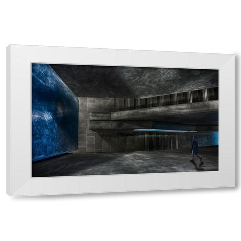 Blue Attraction White Modern Wood Framed Art Print by Van Son, Greetje