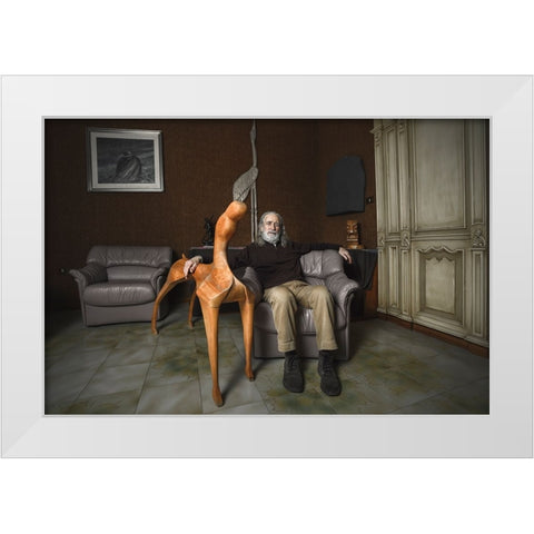 Il Levriero White Modern Wood Framed Art Print by Guerra, Pasquale