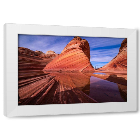Orange Yellow Blue White ...Nature Lines. White Modern Wood Framed Art Print by Xu, Kevin