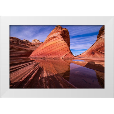 Orange Yellow Blue White ...Nature Lines. White Modern Wood Framed Art Print by Xu, Kevin