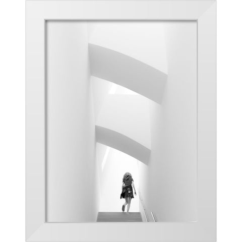 Walking Up White Modern Wood Framed Art Print by Bauer, Andreas