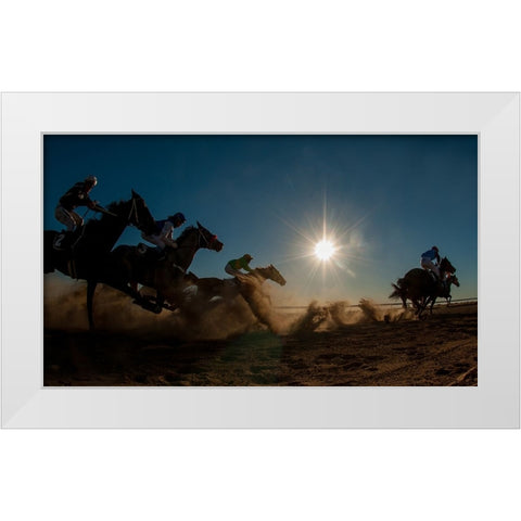 Betoota Flying Through The Dust White Modern Wood Framed Art Print by Lee Chapman, Sharon