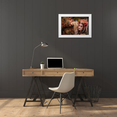 Charming White Modern Wood Framed Art Print by Chang, Jiangping