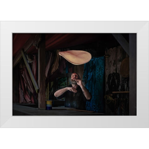 Pizza Maker White Modern Wood Framed Art Print by Chang, Jiangping