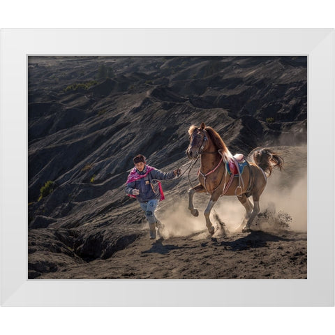 Run White Modern Wood Framed Art Print by Mikael, Fira