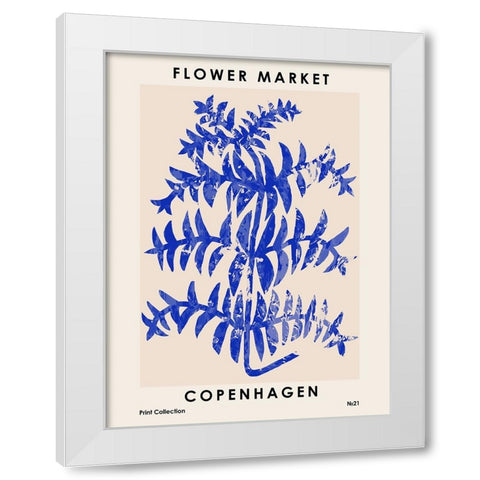 Flower Market. Copenhagen White Modern Wood Framed Art Print by NKTN