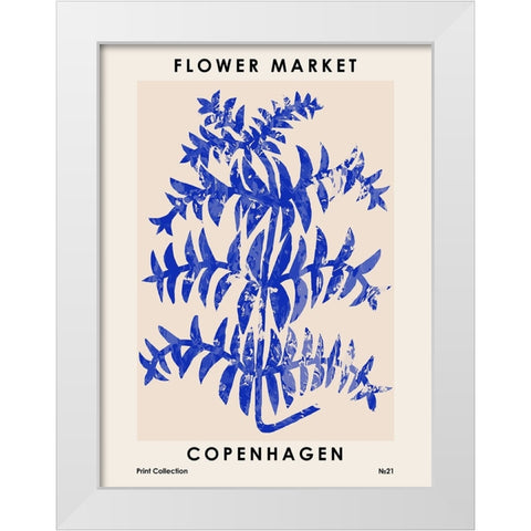 Flower Market. Copenhagen White Modern Wood Framed Art Print by NKTN