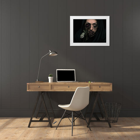 Silence White Modern Wood Framed Art Print by Nour Mohahammadi, Roya