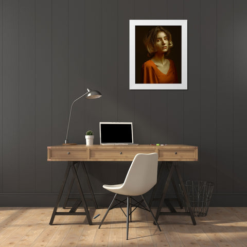 Sadaf White Modern Wood Framed Art Print by Shiki, Shizuo
