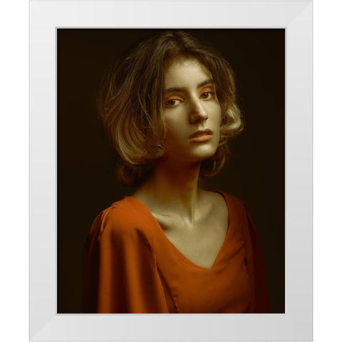 Sadaf White Modern Wood Framed Art Print by Shiki, Shizuo