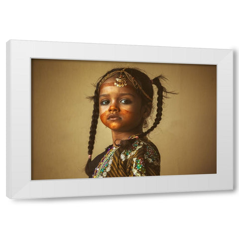 Look At A Girl White Modern Wood Framed Art Print by Al Maashari, Ziyad