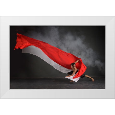 Dance Of Red And White Cloths White Modern Wood Framed Art Print by Aditya, Rawisyah