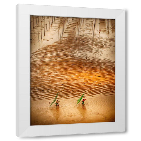 Catching Small Shrimp White Modern Wood Framed Art Print by Muliani Hartojo, Angela