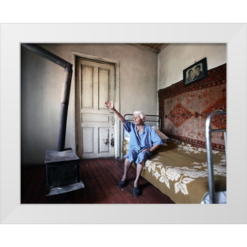 Old Woman From Artsakh - 36 White Modern Wood Framed Art Print by Garik