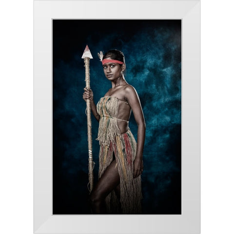 Tribal Beauty White Modern Wood Framed Art Print by Bhattacharyya, Partha