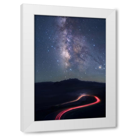 Misty Night White Modern Wood Framed Art Print by Hu, Ke