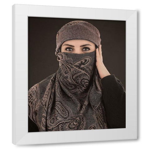 Arabian Eyes White Modern Wood Framed Art Print by Olwy, Moutaz
