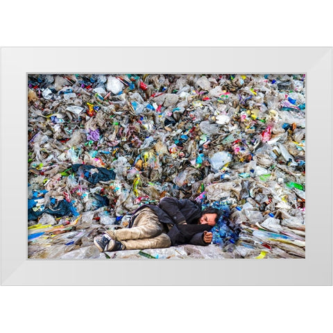 The Sleeping Man White Modern Wood Framed Art Print by Dan, Ciupureanu