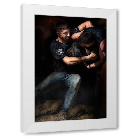 Aloitadores III (A Rapa Das Bestas) White Modern Wood Framed Art Print by Pascual Buye, Santiago